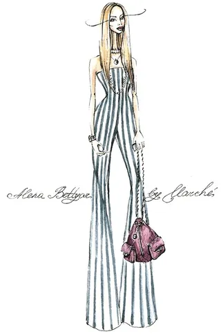 抹胸条纹连体装设计图