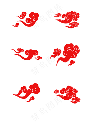 中国风祥云古典红色装饰元素设计,免抠元素