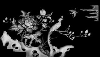 凤凰牡丹jdp浮雕灰度图