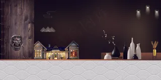 新中式高端地产展板海报背景素材