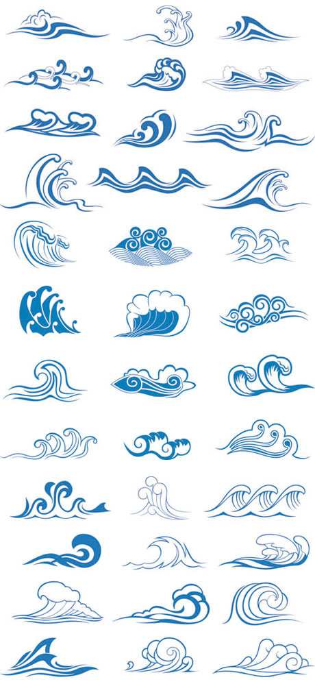 传统水波纹样式矢量素材