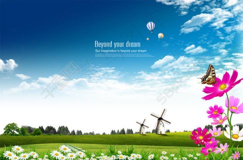 清新自然春天田园风光PSD分层模板