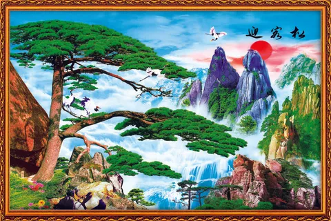 迎客松美景中堂画图片 迎客松美景中堂画图片