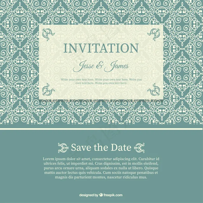 花卉图案的婚礼邀请ai矢量模版下载