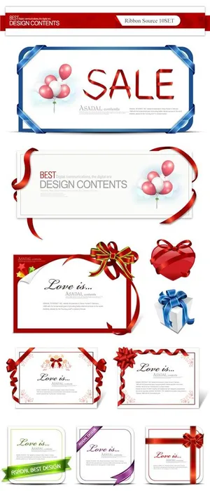 丝带装饰框礼物矢量图