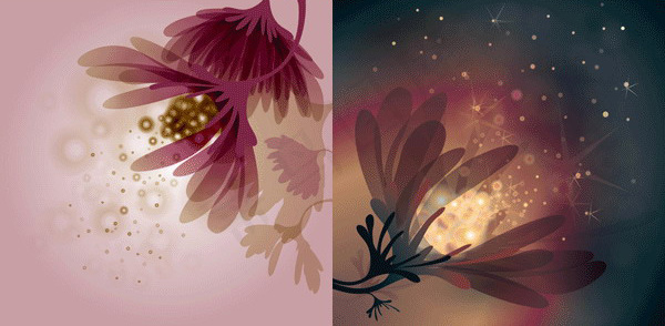 梦幻优雅花卉eps,ai矢量模版下载