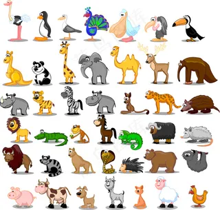 卡通飞禽走兽矢量素材