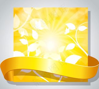 黄色丝带卡片设计矢量素材