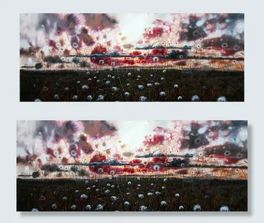 油画 草原晚霞图片