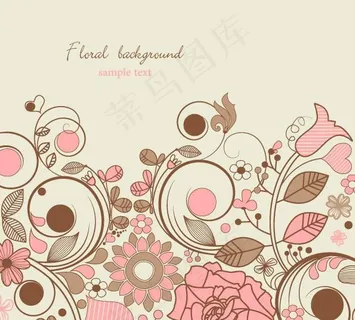典雅的花卉背景图案矢量素材
