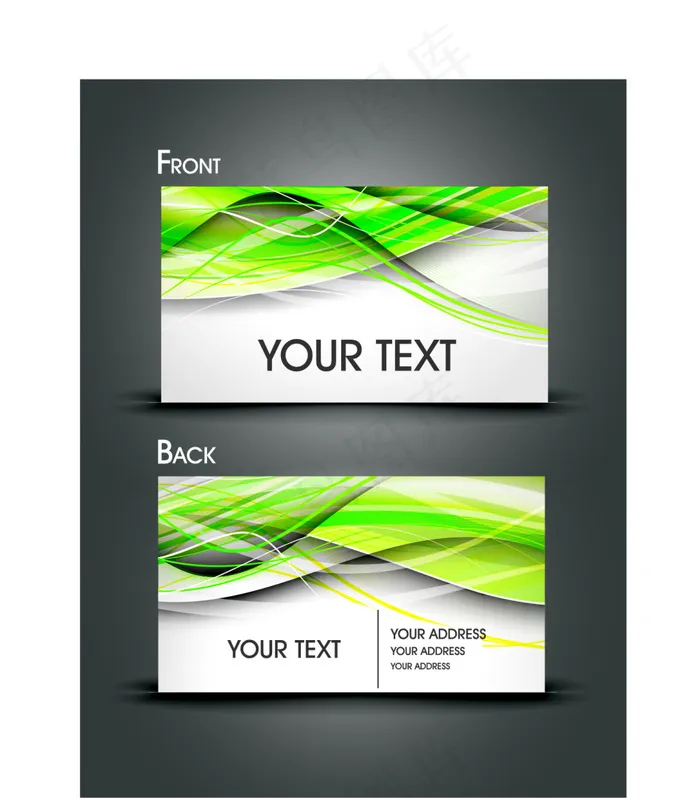 绿色流线线条名片eps,ai矢量模版下载