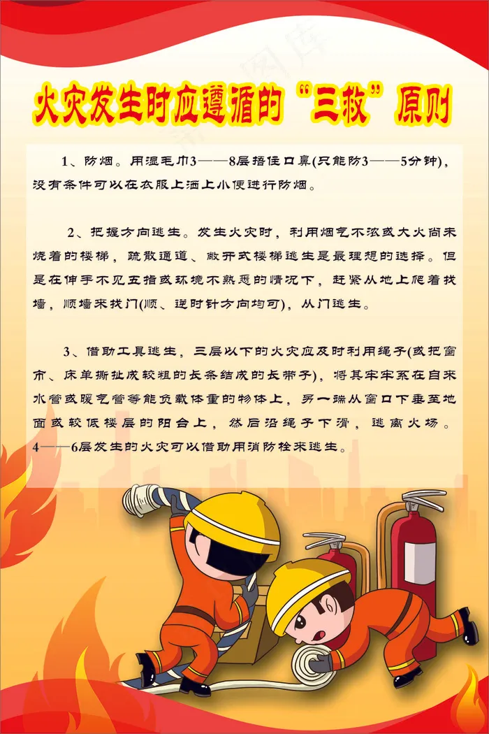 火灾发生时应遵循的“三救”原则cdr矢量模版下载