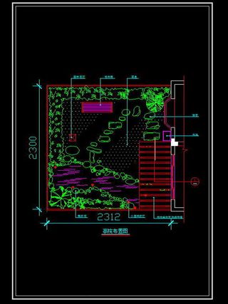 室内花园平面景观设计CAD图纸