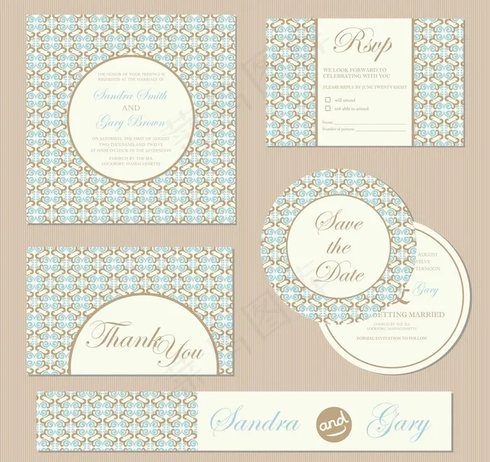 婚礼邀请卡图片eps,ai矢量模版下载