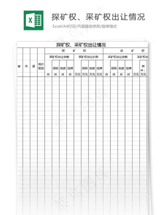 探矿权、采矿权出让情况表格