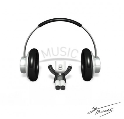 创造性的3D小人的音乐生活的分层