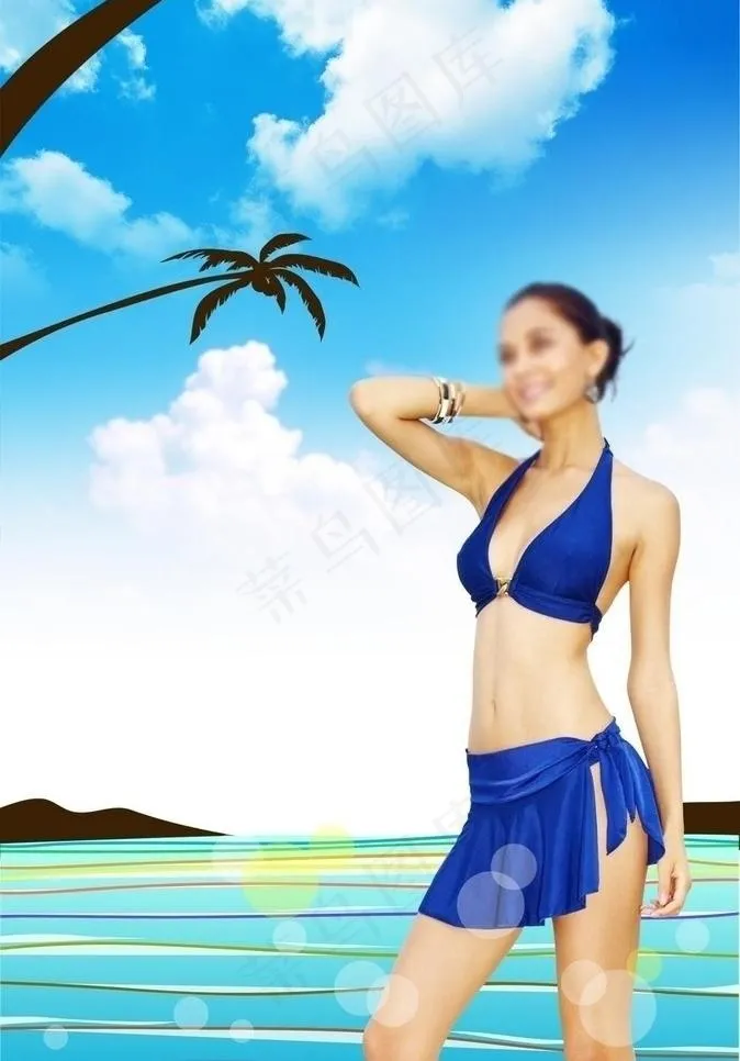 海边美女休闲素材图片psd模版下载