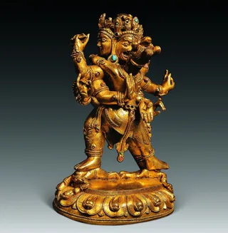 鎏金欢喜佛像图片