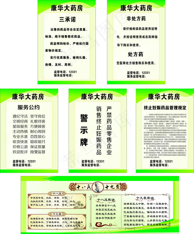 药店制度牌cdr矢量模版下载