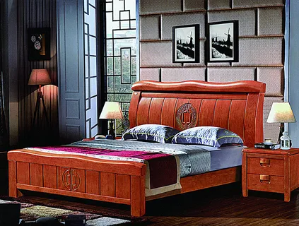 实木床背景图片