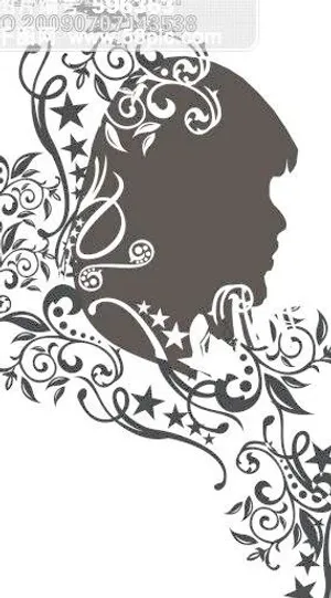 女性头像与时尚花 女性头像与时尚花