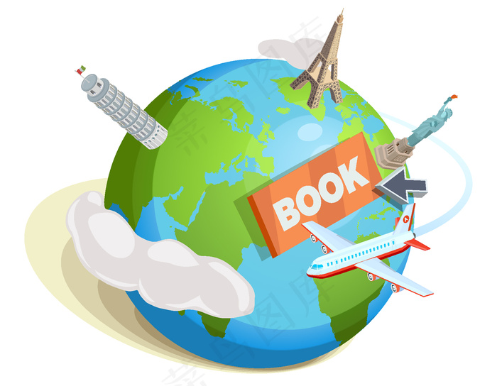 卡通地球旅行元素