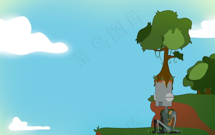 插画蓝天白云
