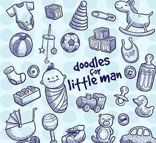 手绘男婴玩具矢量素材图片