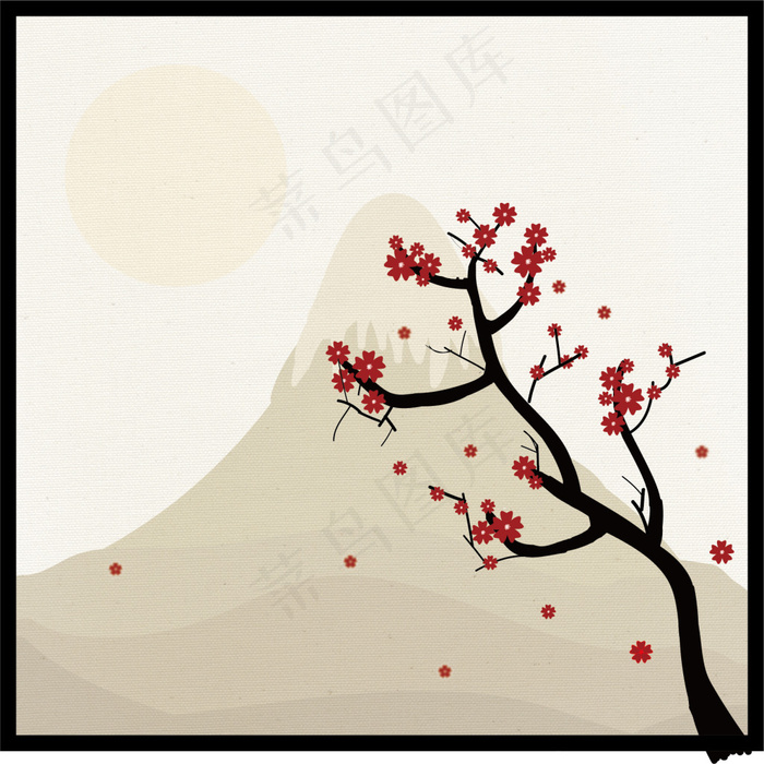 和风樱花背景素材ai矢量模版下载