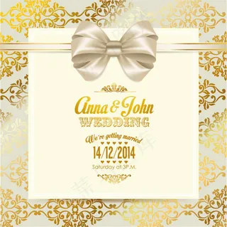 金色婚礼邀请函模板下载