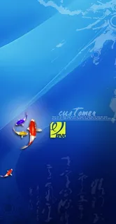 鲤鱼水墨艺术蓝色背景分层素材