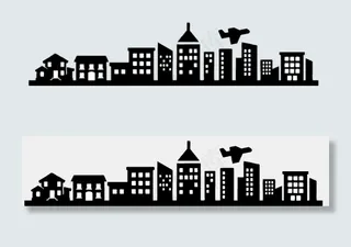 城市都市建筑建筑速写房子剪影图片素...