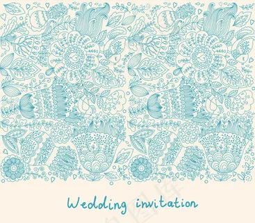 浪漫手绘婚礼邀请卡矢量素材