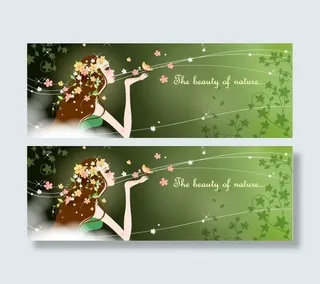 卡通美女背景矢量素材