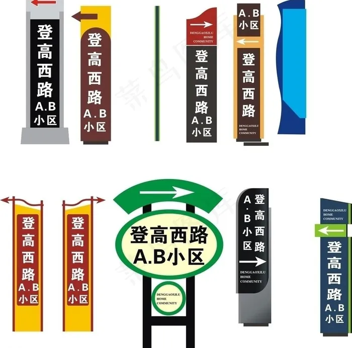 小区指示牌图片cdr矢量模版下载