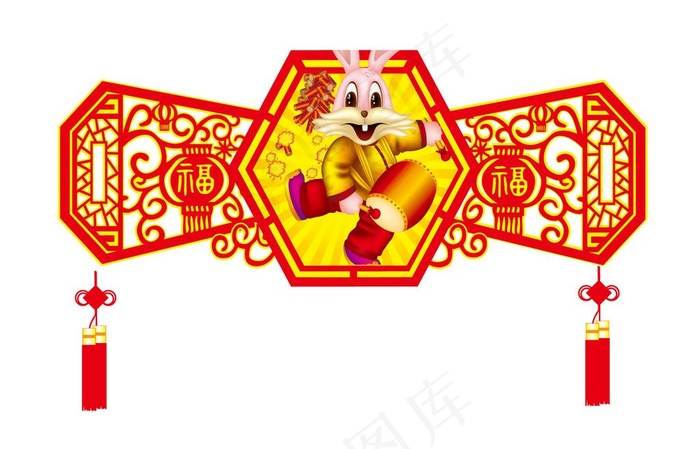 兔年节日吊牌图片ai矢量模版下载