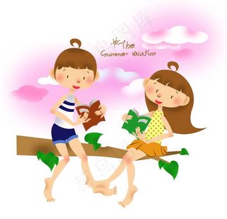 孩子的暑期矢量1彩虹铅笔的女孩