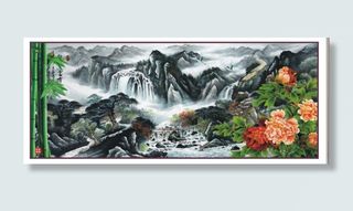 水墨画仙山晨雾