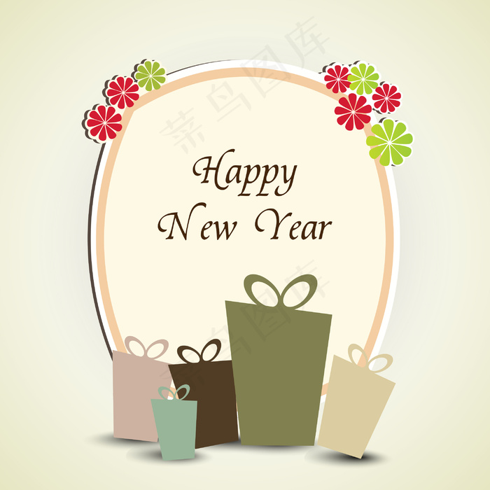 老式的新年礼物或贺卡