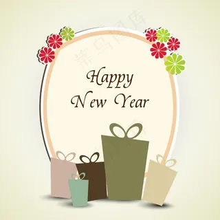 老式的新年礼物或贺卡
