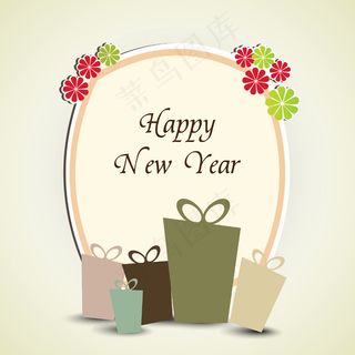 老式的新年礼物或贺卡