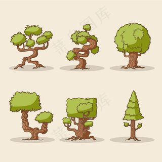 卡通绿色树木