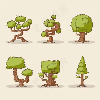 卡通绿色树木