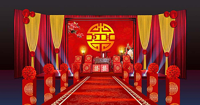 中式婚礼效果图图片psd模版下载