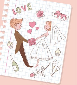 画婚礼插画矢量素材
