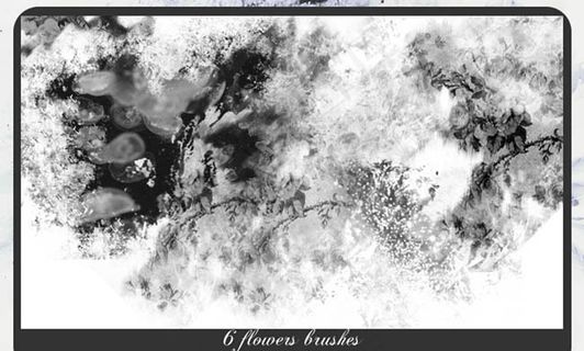 怀旧花卉笔刷复古花朵笔刷颓废效