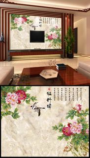 背景墙空间效果图牡丹颂图册画册设计