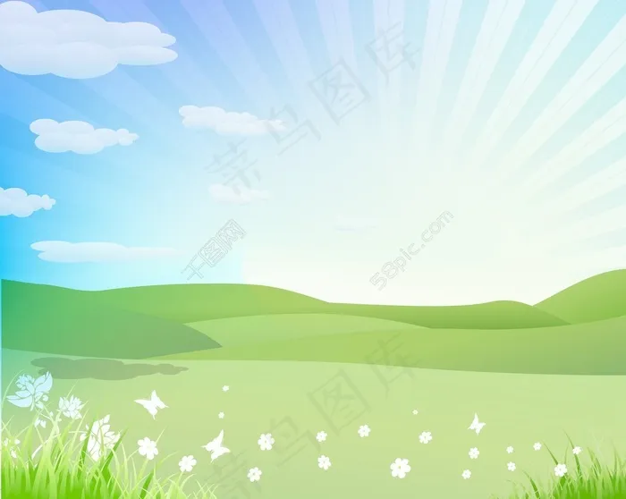 春天背景矢量插画eps,ai矢量模版下载