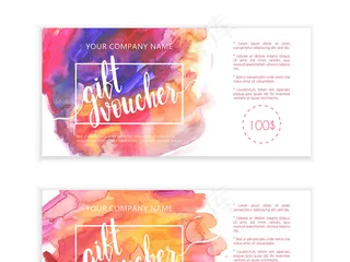 水彩晕染渐变代金券矢量素材