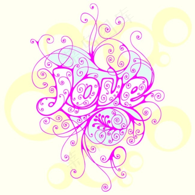 LOVE情人节花纹矢量素材eps,ai矢量模版下载